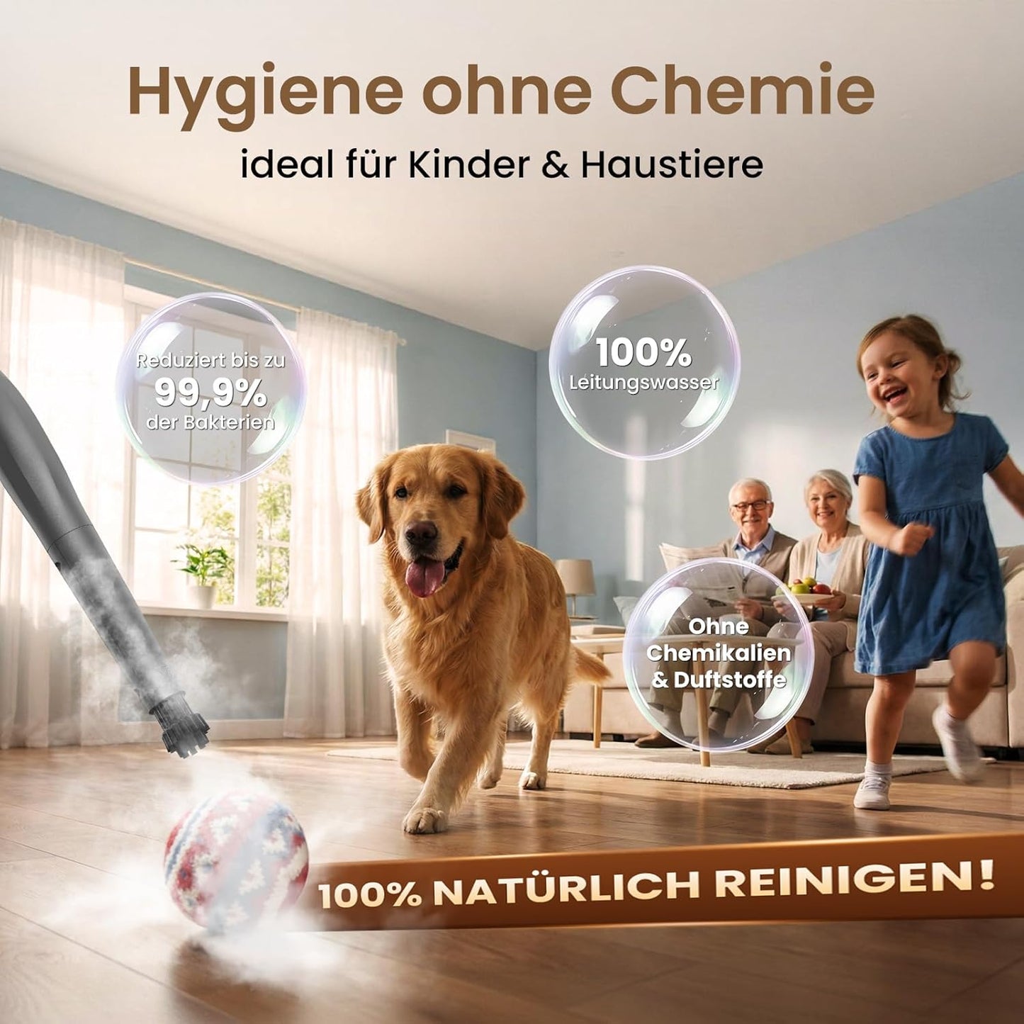 Ablemark Dampfreiniger Handgerät 550ML Tank,15s Schnellaufheizung 1500W