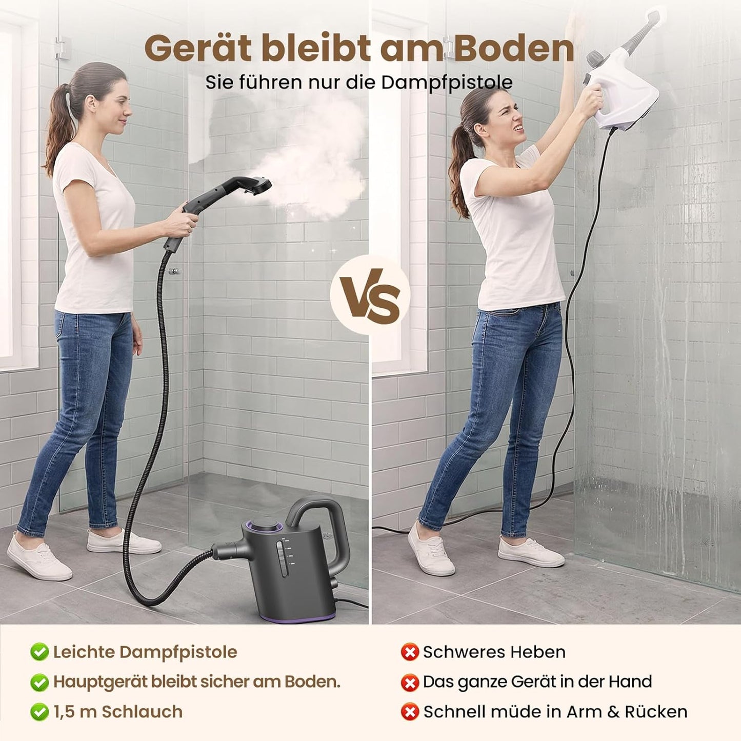 Ablemark Dampfreiniger Handgerät 550ML Tank,15s Schnellaufheizung 1500W