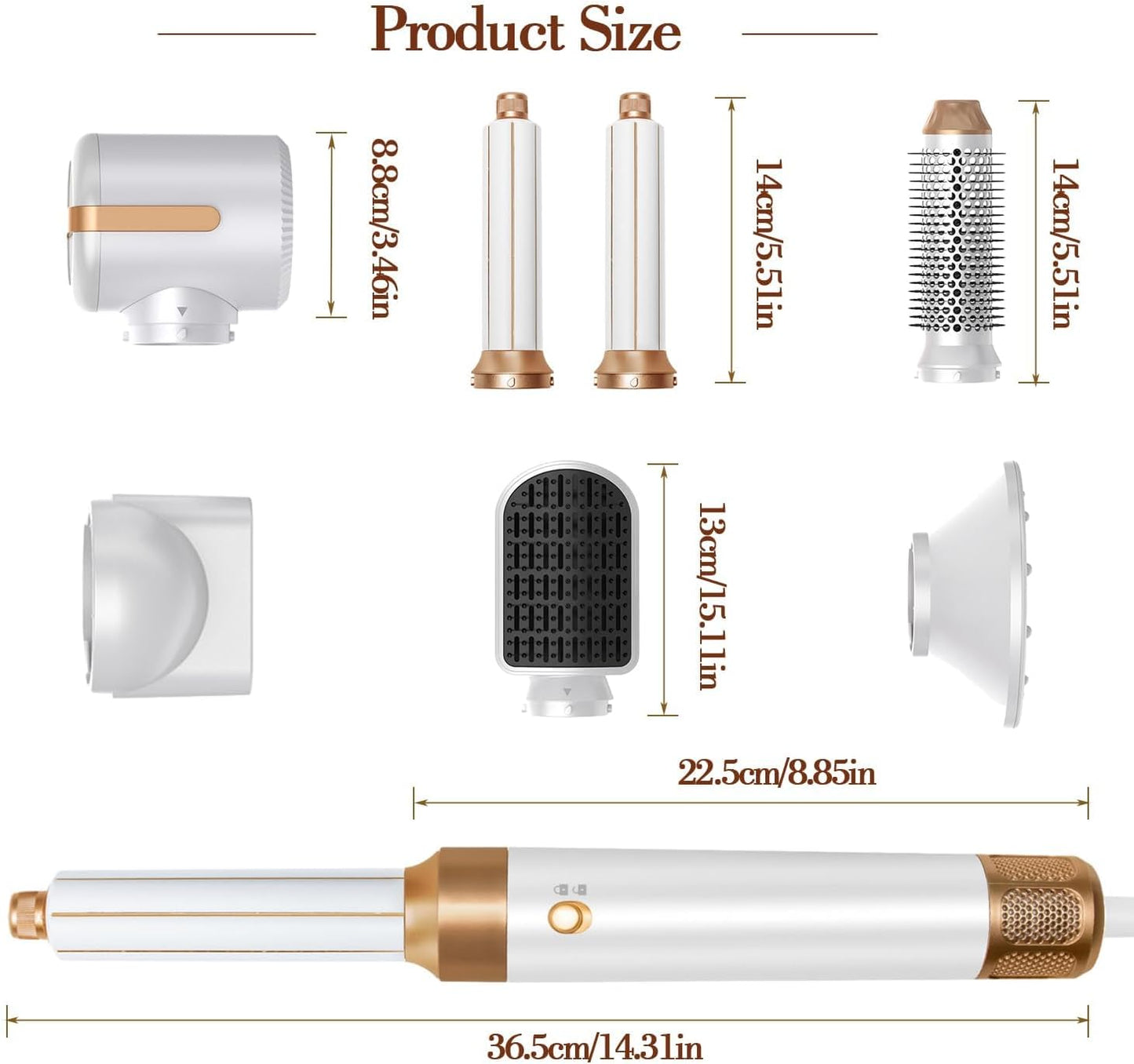 Air Styler 7 IN 1 Haartrockner mit Haarföhn Haarstyler, Warmluft Bürste,Weiß