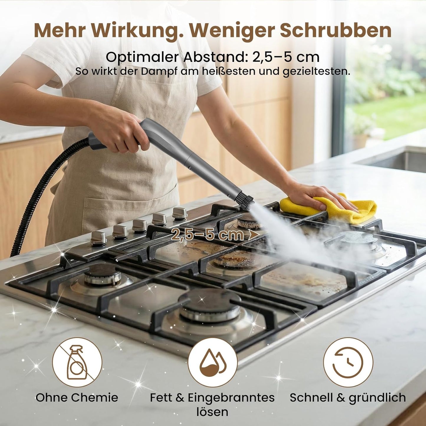 Ablemark Dampfreiniger Handgerät 550ML Tank,15s Schnellaufheizung 1500W