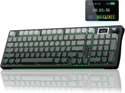 AULA S98 Pro Kabellose mechanische Tastatur mit Knopf und Sreen, Dichtung, Schwarz