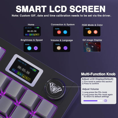 AULA S98 Pro Kabellose mechanische Tastatur mit Knopf und Sreen, Dichtung, Schwarz