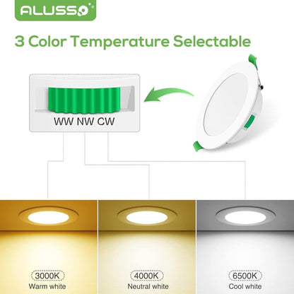 ALUSSO LED Deckenspots Flach 230V, 10W 800lm Dimmbar(6er Set)
