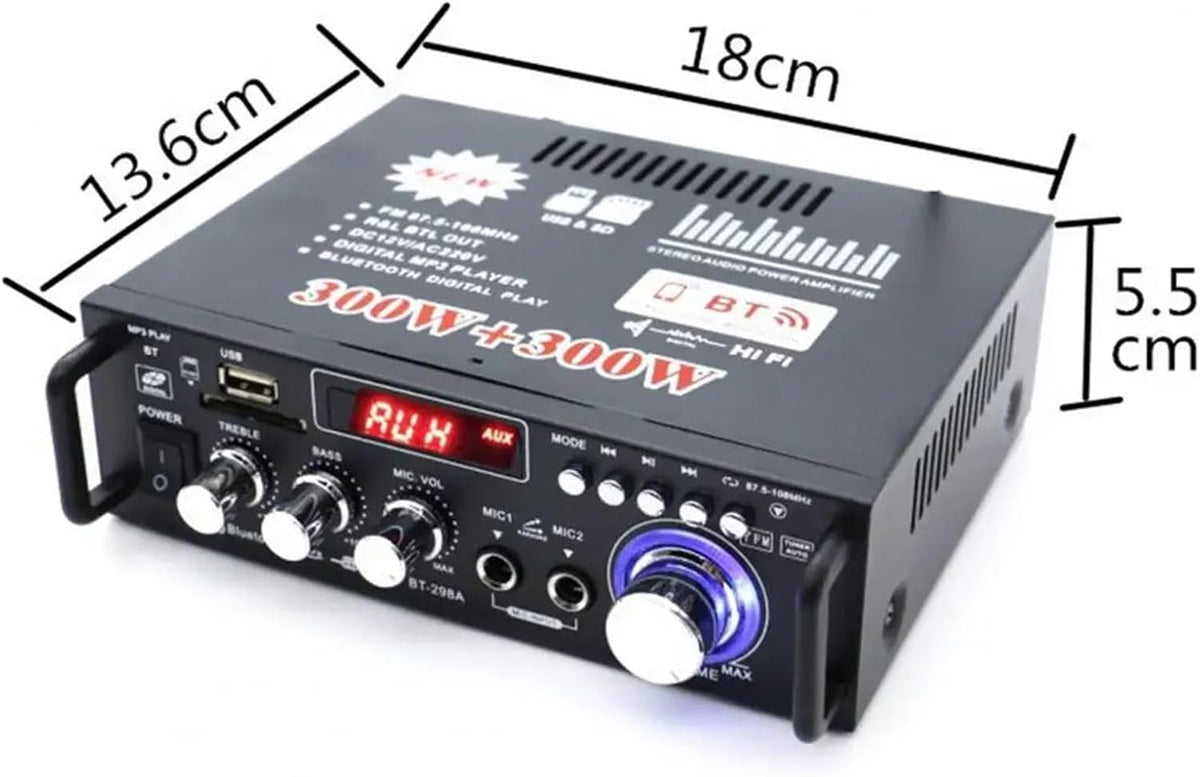 Stereo Audio Amplifier BT-298A Home Amplifier Practical LCD Display 600W