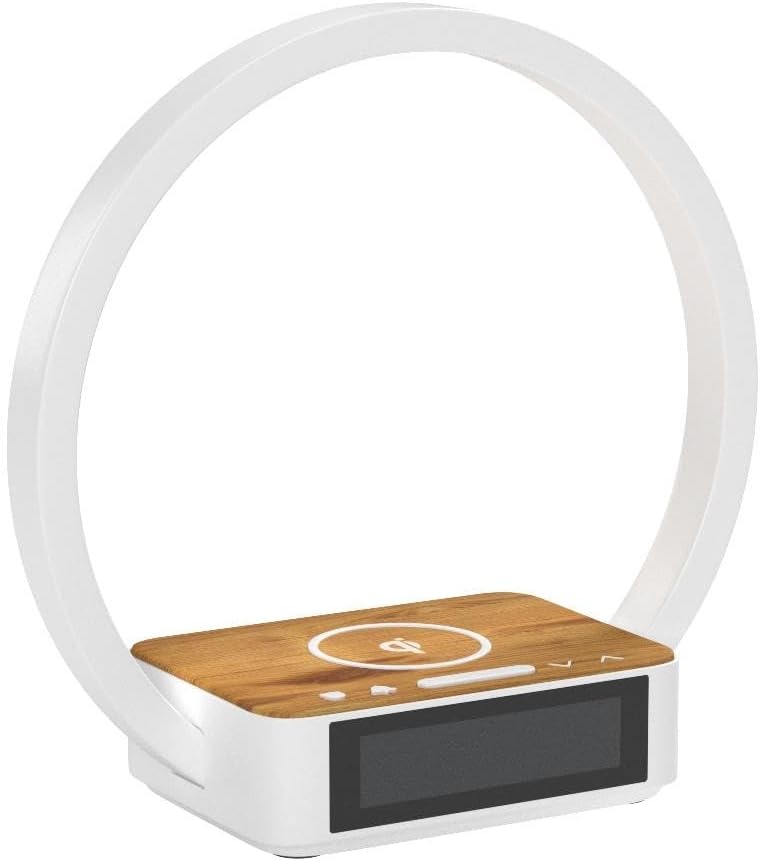 Amouhom LED Nachttischlampe, 18W Touch Control Dimmbar  mit Wecker 10W Wireless Charger