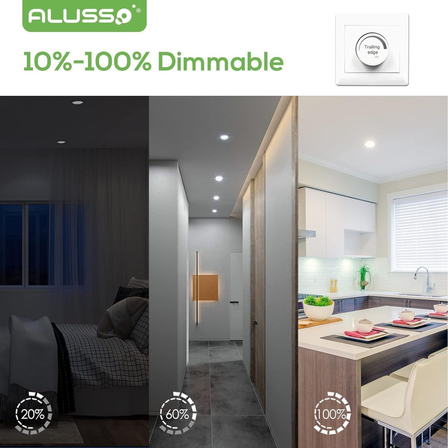 ALUSSO LED Deckenspots Flach 230V, 10W 800lm Dimmbar(6er Set)