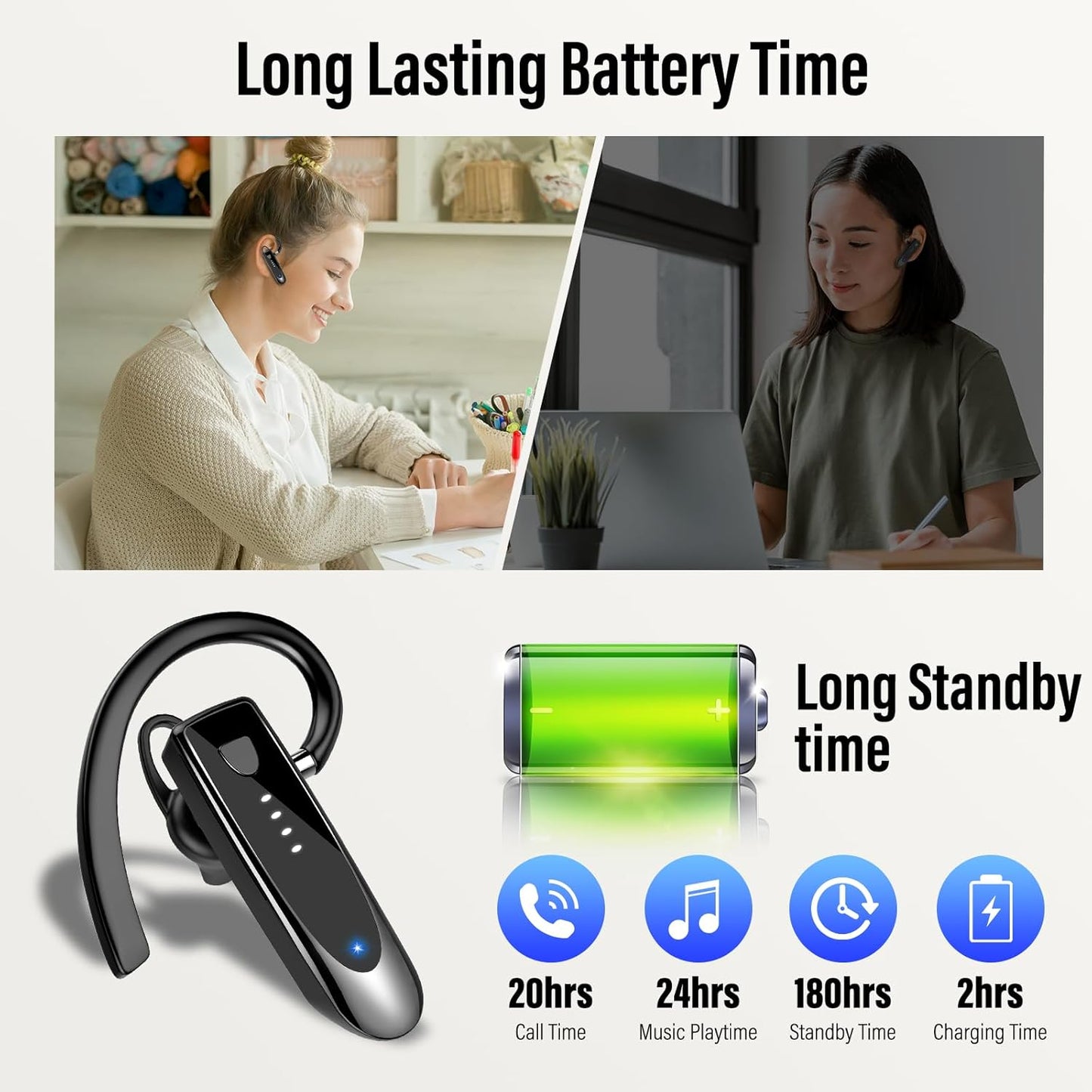 Atheewon H08 Wireless Bluetooth Headset 5.3 mit geräuschunterdrückendem Mikrofon