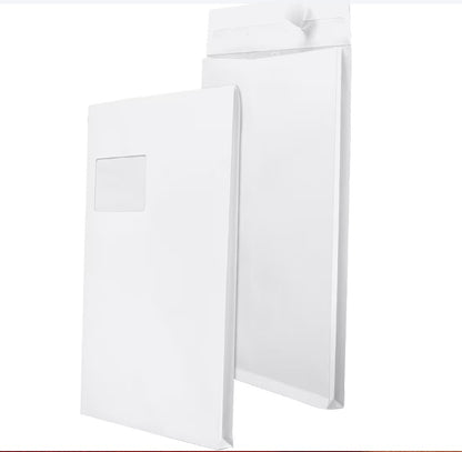 Mailmedia 100 Faltentaschen mit Steh-/Klotzboden C4 120 g/m² mit Fenster