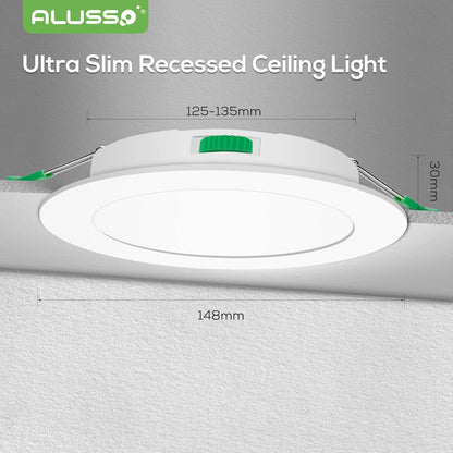 ALUSSO LED Deckenspots Flach 230V, 10W 800lm Dimmbar(6er Set)