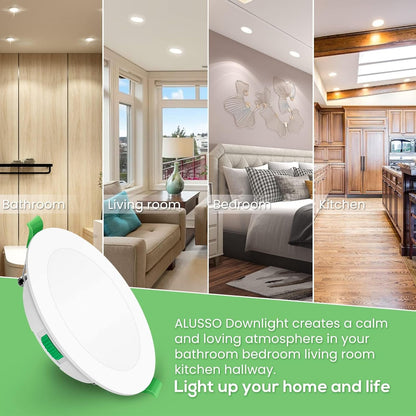 ALUSSO LED Deckenspots Flach 230V, 10W 800lm Dimmbar(6er Set)
