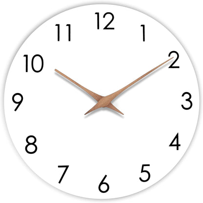 AIRUIFU Holz Wanduhr Ohne TickgeräUsche Lautlos Modern 25cm Quarz (weiß)