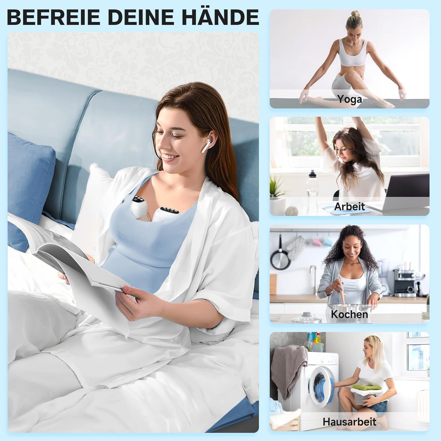 Anlyvikee 2 pièces Milchpumpe Tragbar électrique avec 3 modes 9 Stufen LED