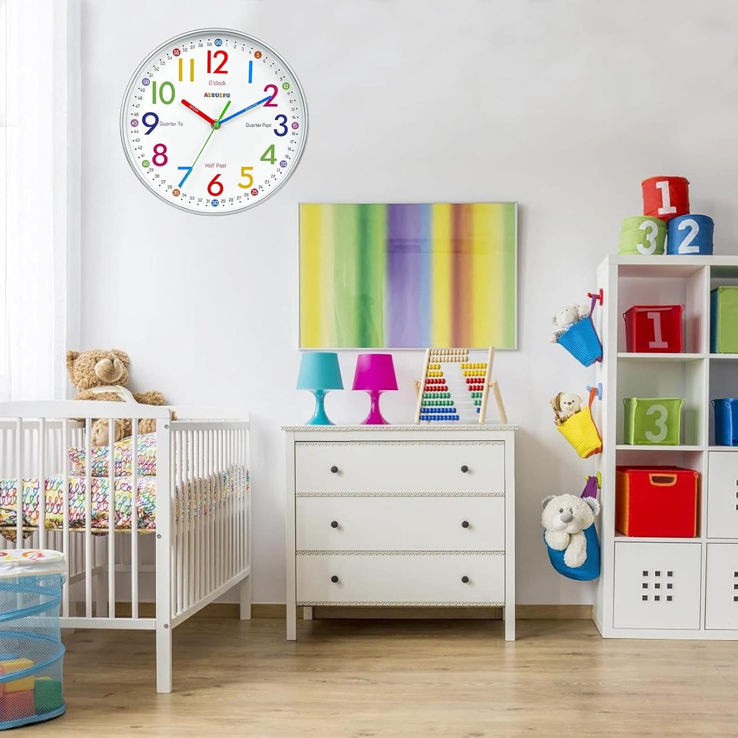 AIRUIFU Wanduhr für Kinder, die lernen, die Zeit zu sagen, 30,5 cm, leise, analoge Uhr für Kinderzimmer, Schlafzimmer/Klassenzimmer/Spielzimmer