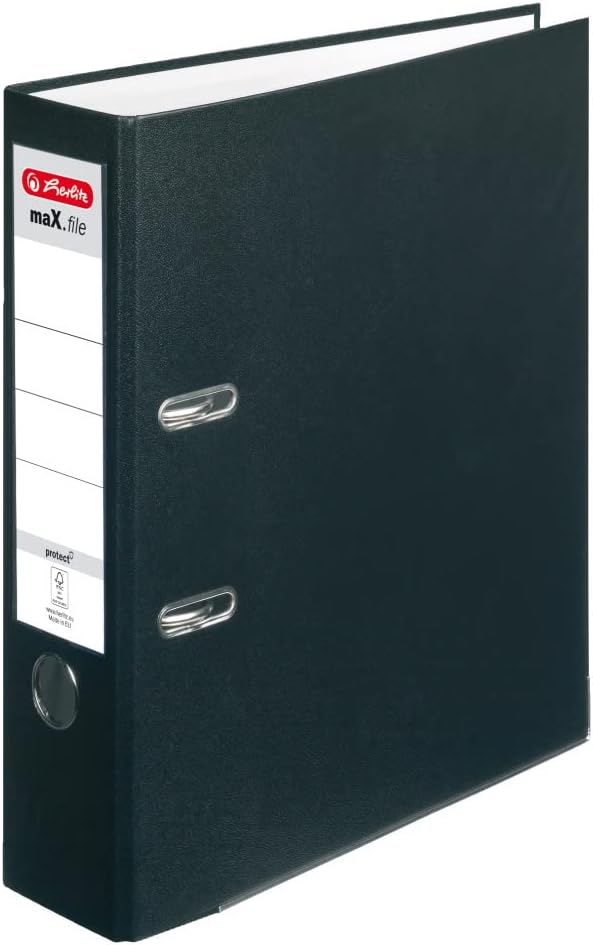 10 X Herlitz 5480801 Classeur max.file protect A4 (8 cm avec protection) noir