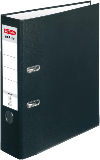 10 X Herlitz 5480801 Classeur max.file protect A4 (8 cm avec protection) noir