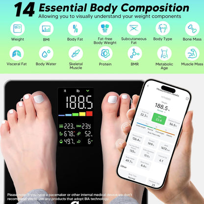 Arboleaf Personenwaage digital Körperfettwaage mit App Bluetooth bis 180kg/400lbs