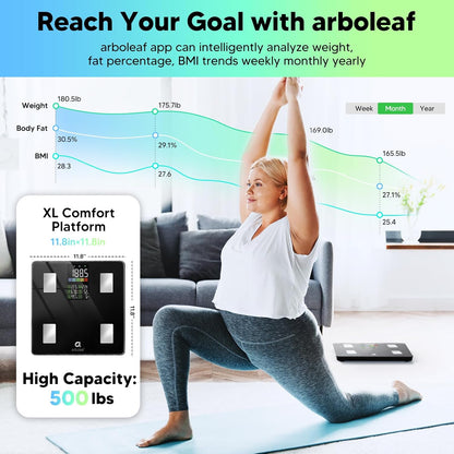 Arboleaf Personenwaage digital Körperfettwaage mit App Bluetooth bis 180kg/400lbs