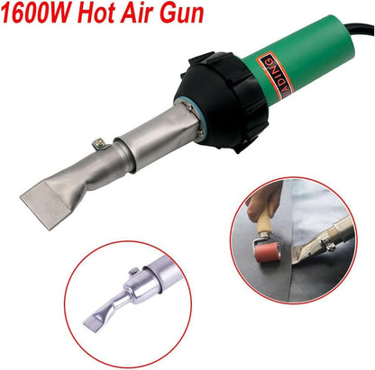 110V 1600W Kunststoff Schweißpistole Heißluft Heißluftpistole Einstellbare Temperatur PVC TPO Schweißset Zubehör Geschwindigkeit Düse Roller Delfin Messerhaken
