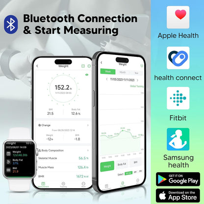 Arboleaf Personenwaage digital Körperfettwaage mit App Bluetooth bis 180kg/400lbs
