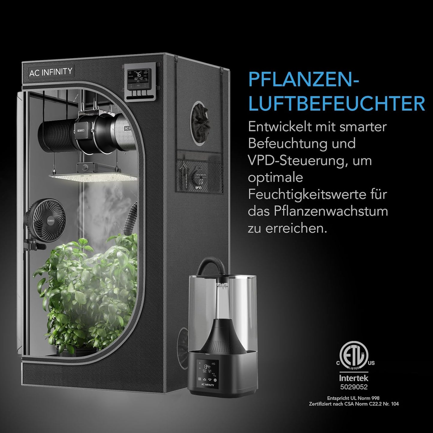 AC Infinity CLOUDFORGE T3  Pflanzen-Luftbefeuchter 4,5 L