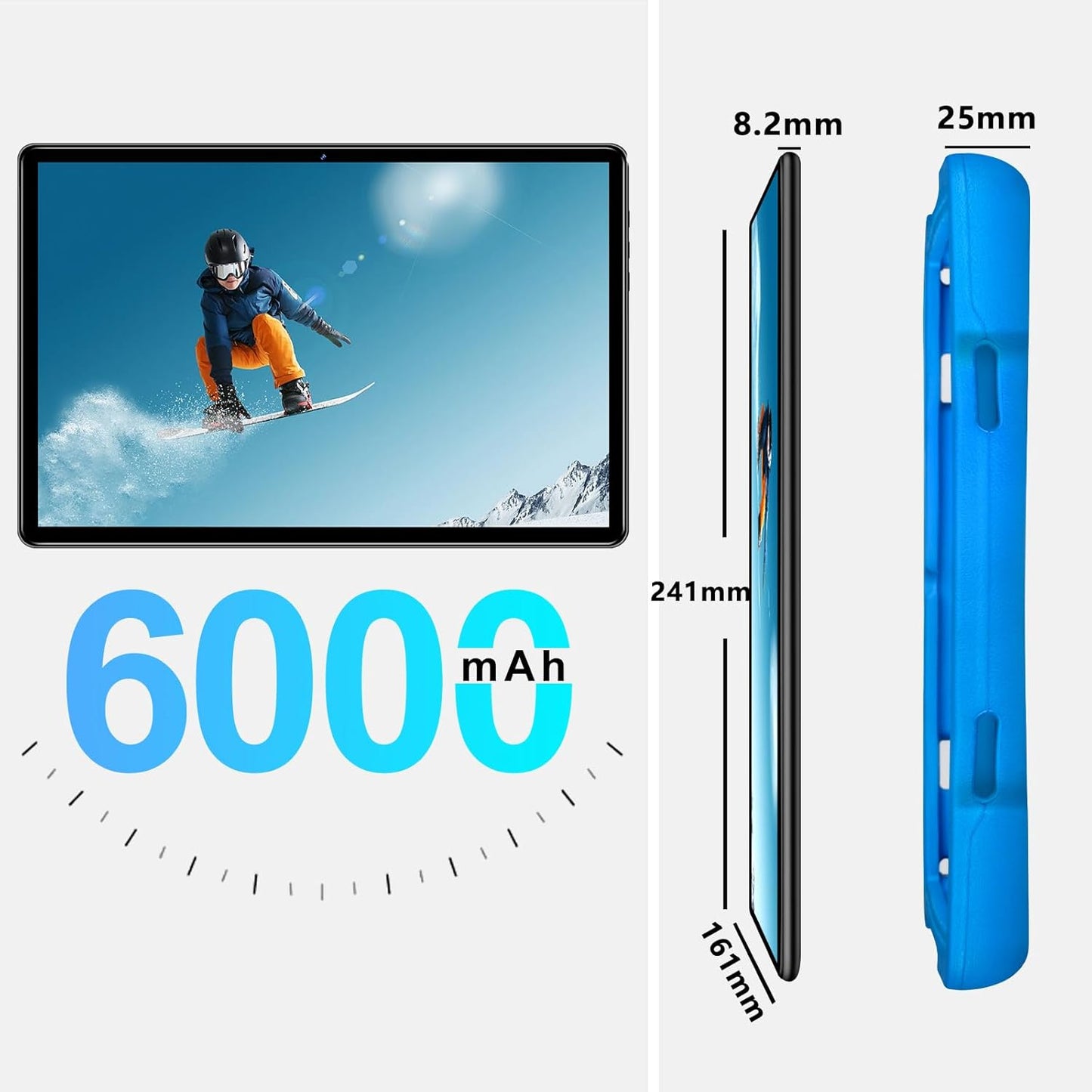 AOCWEI X700 Tablet 10 Zoll, Android 13 Tablet für Kinder,12GB RAM+128GB ROM, 512GB Blau