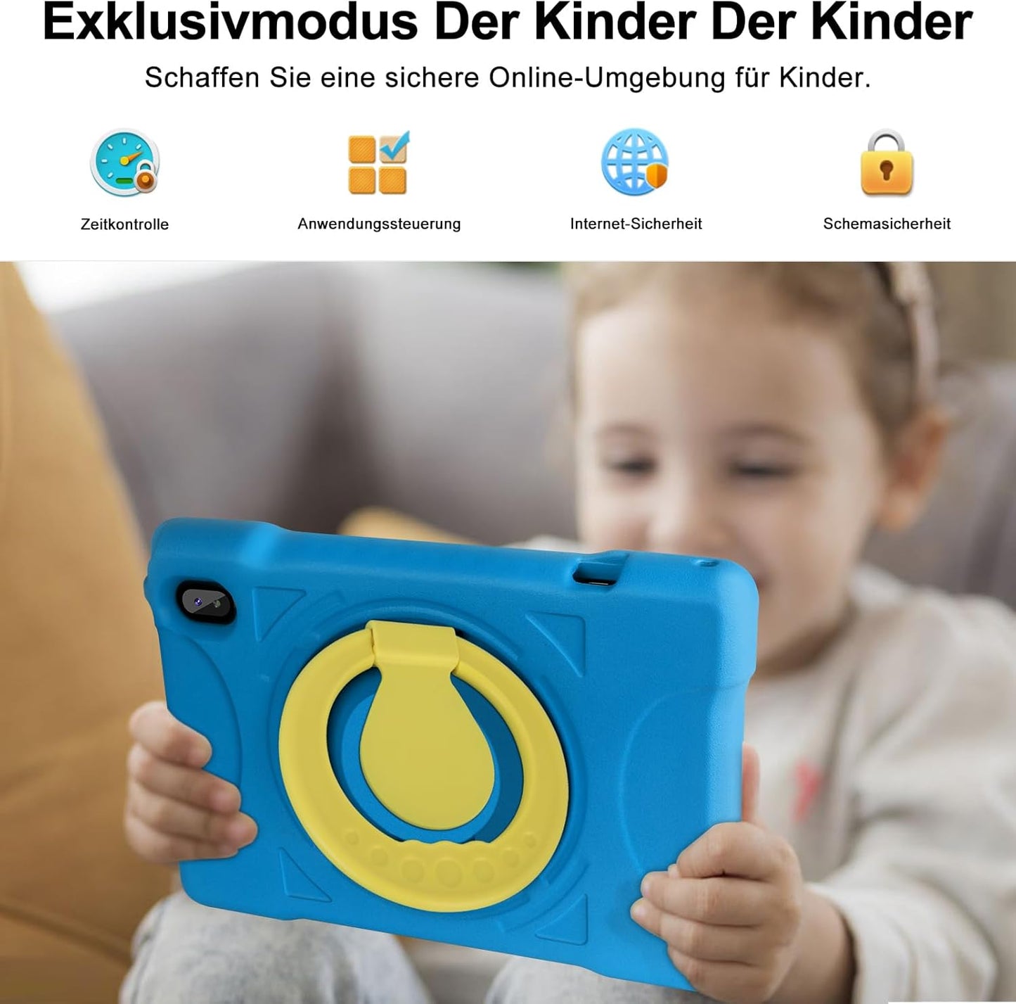 AOCWEI X700 Tablet 10 Zoll, Android 13 Tablet für Kinder,12GB RAM+128GB ROM, 512GB Blau
