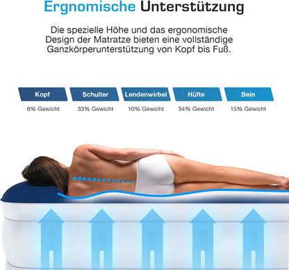 Active Era Luxus Luftbett 2 Personen, mit eingebauter elektrischer Pumpe & integriertem Kissen,  203 x 152 x 56cm