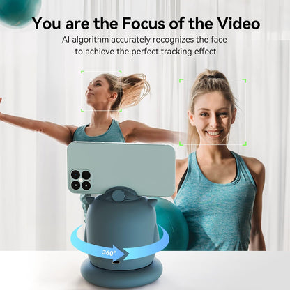AICOCO Automatische Tracking-Handyhalterung, Auto-Face-Tracking-Stativ, 360° drehbare Handy-Kamerahalterung