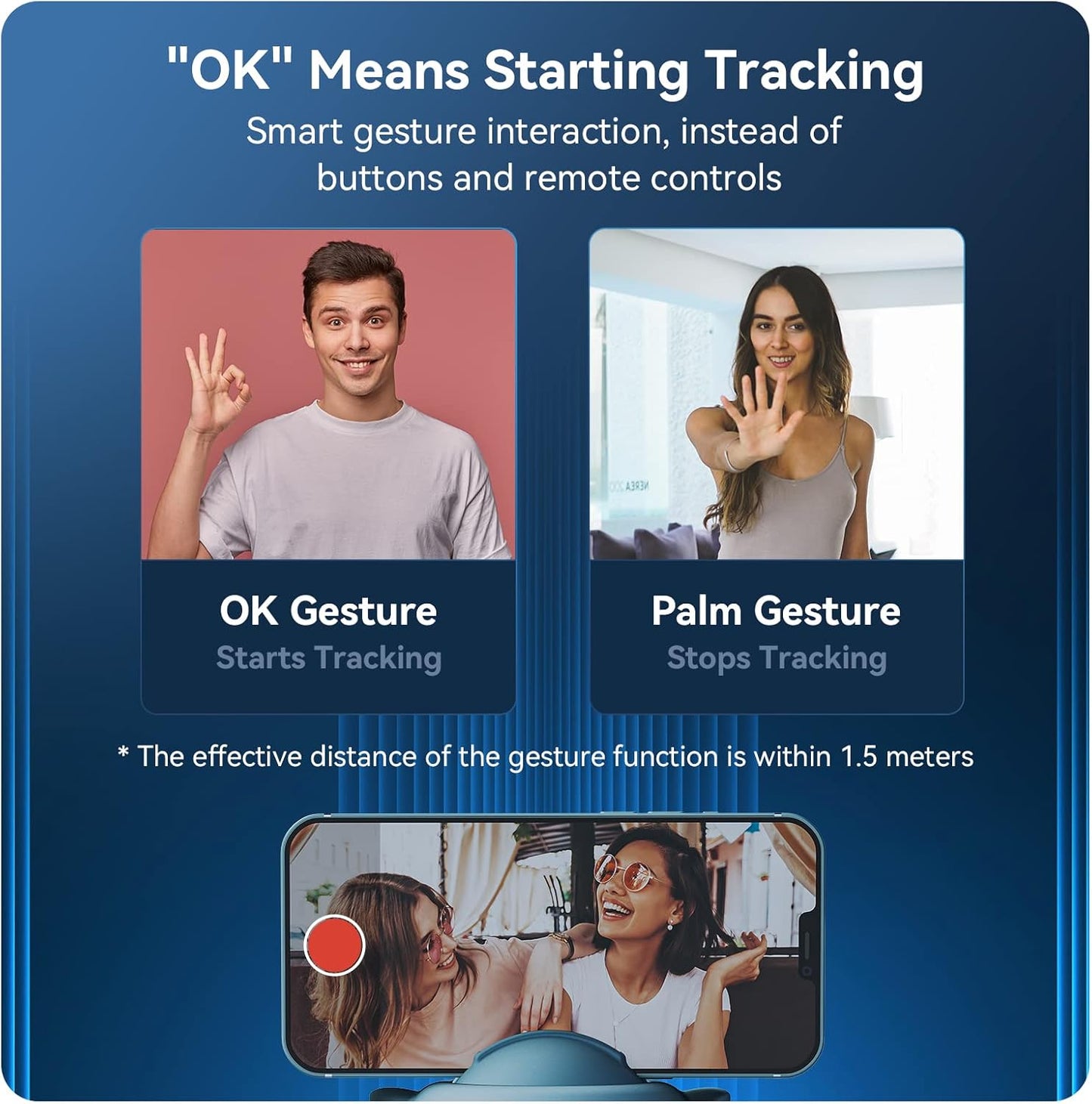 AICOCO Automatische Tracking-Handyhalterung, Auto-Face-Tracking-Stativ, 360° drehbare Handy-Kamerahalterung
