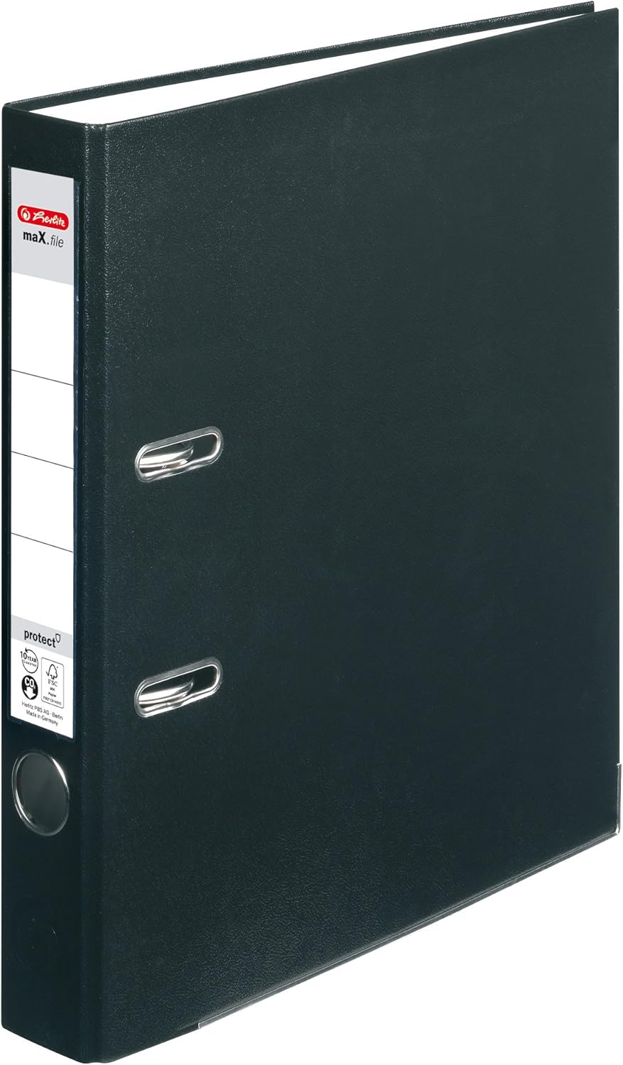 10 X Herlitz 5450804 Ordner maX.file protect (A4, 5 cm, mit Einsteckrückenschild) schwarz