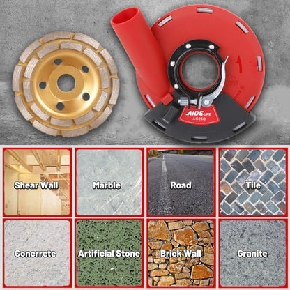 Aidelife Absaughaube für Winkelschleifer 115/125mm + Diamantschleiftopf 125mm x 22,2 mm für Beton
