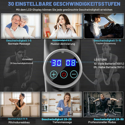 ALDOM Massagepistole mit 30 verstellbaren Stufen, 8 Massageköpfen und LCD-Display 4800 U/min,
