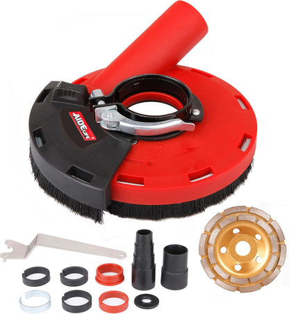 Aidelife Absaughaube für Winkelschleifer 115/125mm + Diamantschleiftopf 125mm x 22,2 mm für Beton