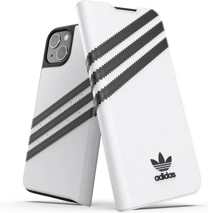 Adidas Handyhülle Book Case für Apple iPhone 13 (6,1") – Weiß/Schwarz