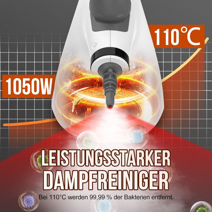 Auiffier Dampfreiniger, 1050W  mit 11 Zubehör, 3,5 bar Dampfdruck Handgerät mit 350 ml,