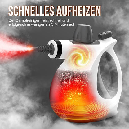 Auiffier Dampfreiniger, 1050W  mit 11 Zubehör, 3,5 bar Dampfdruck Handgerät mit 350 ml,