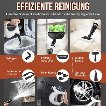 Auiffier Dampfreiniger, 1050W  mit 11 Zubehör, 3,5 bar Dampfdruck Handgerät mit 350 ml,