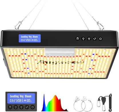 Angseen 200W Pflanzenlampe mit 0-23h Timer, 512 LEDs,Grow Lampe,Full Spectrum,Dimmable