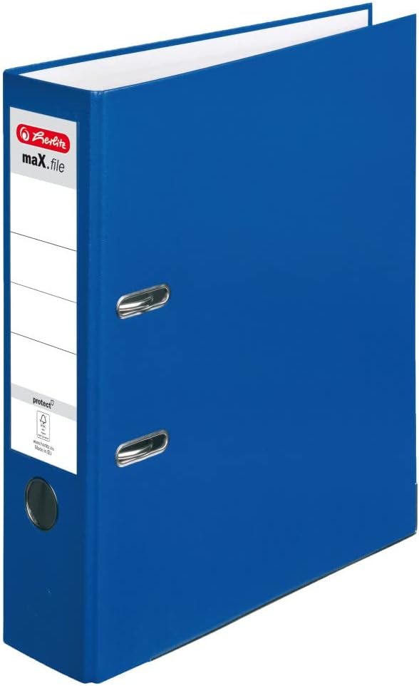 10 X Herlitz 5480405 Classeur max.file protect A4 (8 cm avec protection) bleu