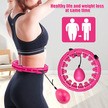 AgoKud Smart Weighted Hula Hoop, verstellbarer und abnehmbarer 24-Knoten-Massagereifen für Erwachsene und Kinder Rosa