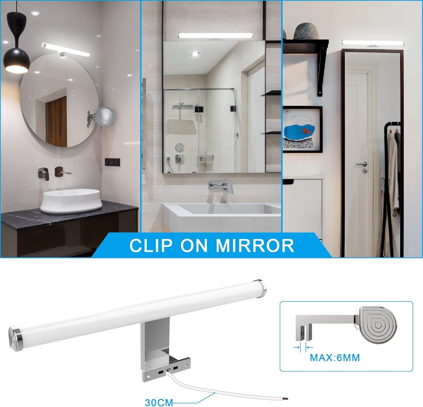 Aogled LED Spiegellampe Led Spiegelleuchte Badezimmer,10W 1200LM 4000K Bad Spiegelleuchte