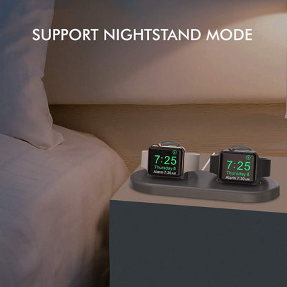AHASTYLE Ladestation für 2 Apple Watch [Ladegerät Nicht enthalten] Silikon Dock Grau