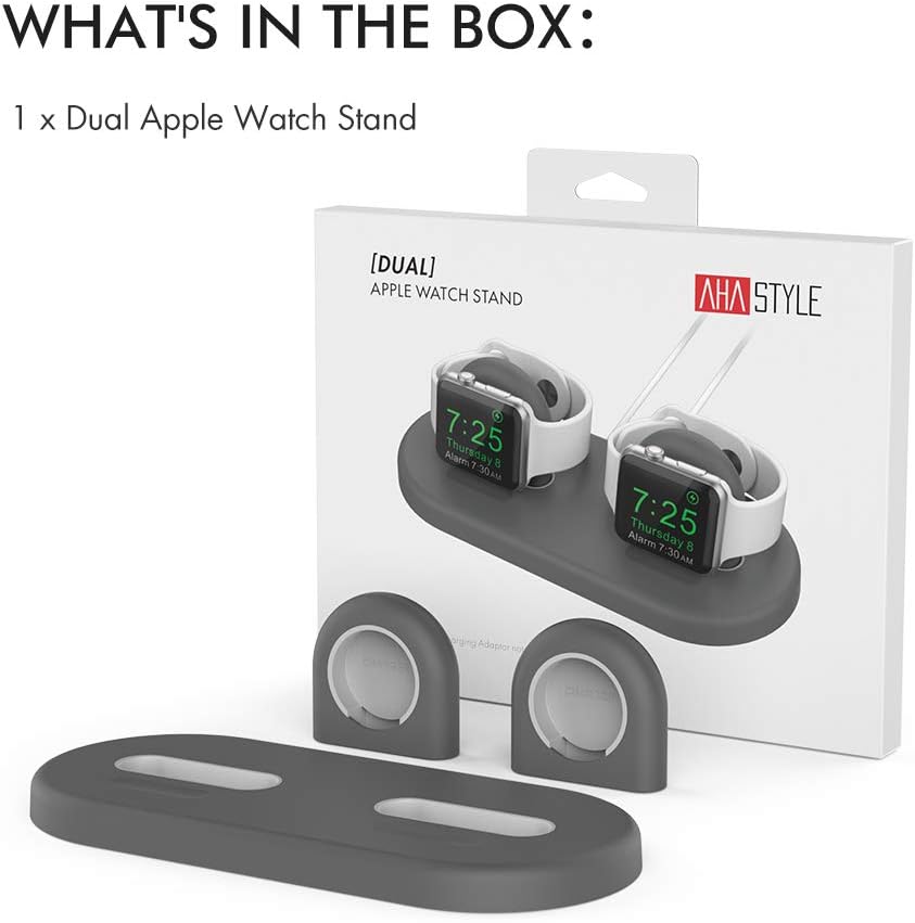 AHASTYLE Ladestation für 2 Apple Watch [Ladegerät Nicht enthalten] Silikon Dock Grau