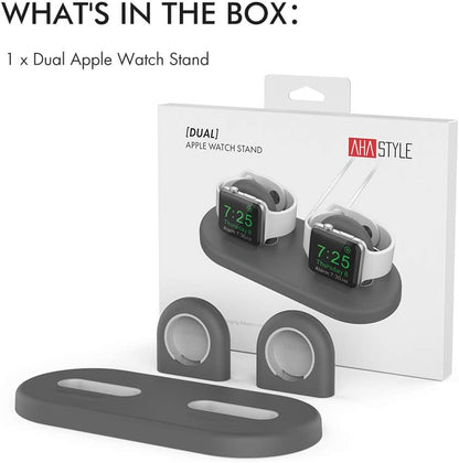 AHASTYLE Ladestation für 2 Apple Watch [Ladegerät Nicht enthalten] Silikon Dock Grau