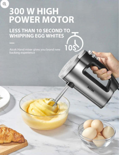 AICOK Elektrischer Handmixer, 6 Geschwindigkeiten, Ein-Knopf-Auswurfdesign