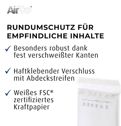 AirPro Luftpolstertasche W17 (100 Stück) haftklebende Versandtaschen 350x250x5 mm, 80g/m²