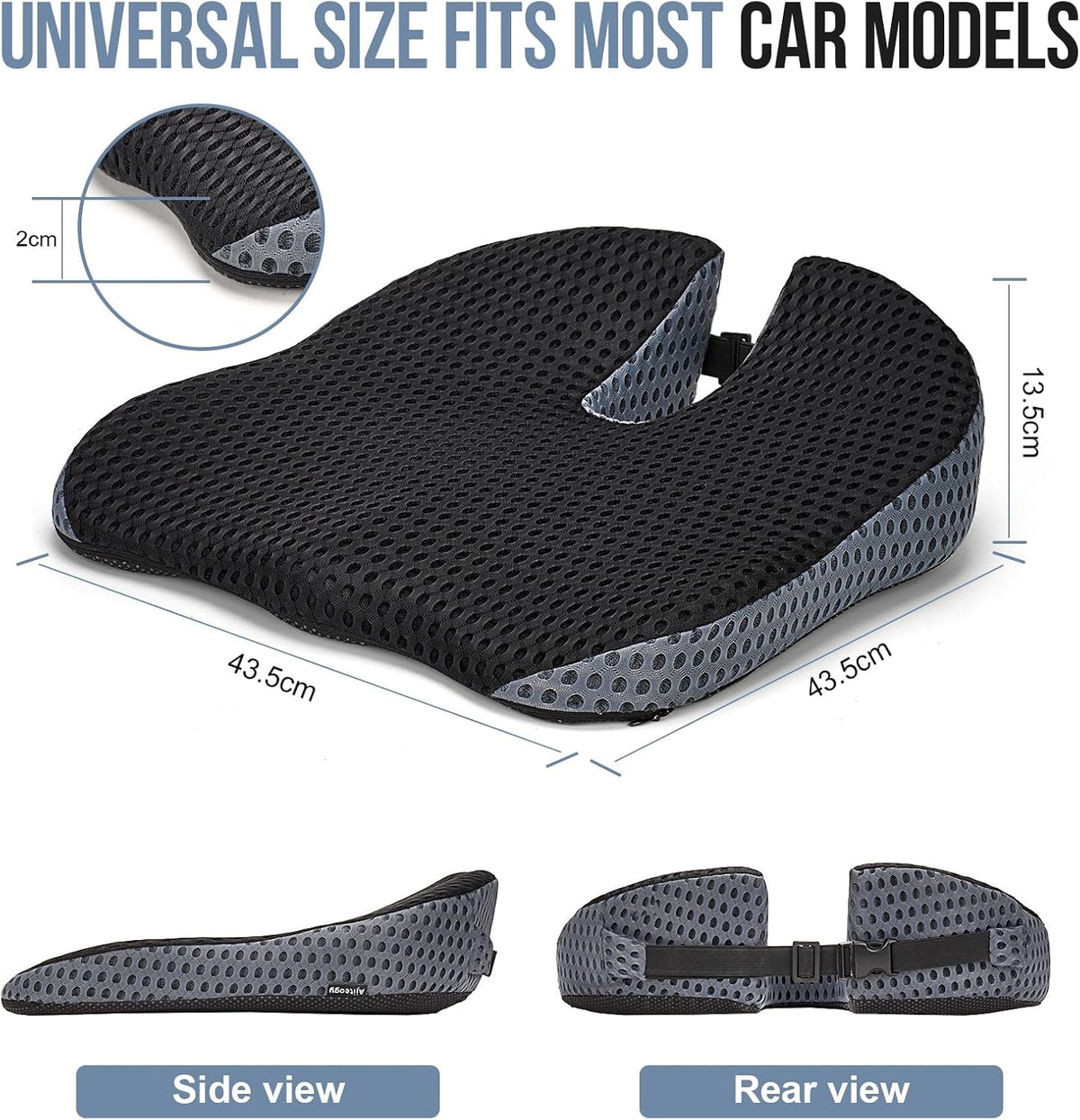 Ajiteogy Keilkissen für Fahrer Ergonomisches Autositzkissen Memory Foam