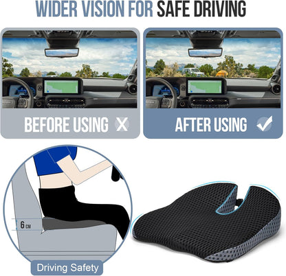 Ajiteogy Keilkissen für Fahrer Ergonomisches Autositzkissen Memory Foam