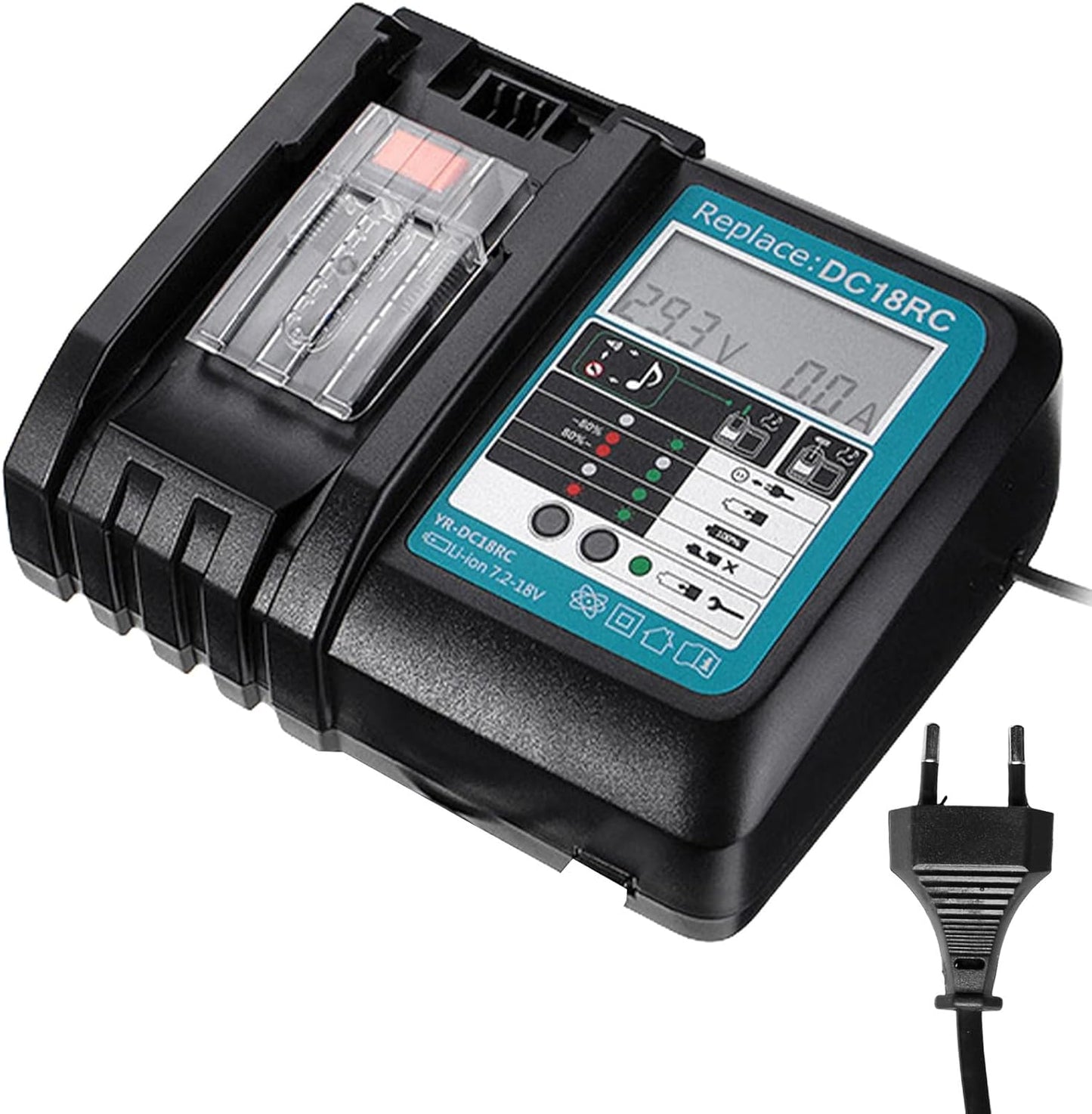Akku 18v Ladegerät DC18RC Schnellladegerät Kompatibel mit Makita 14,4/ 18 Li-Ion Ersatzakku