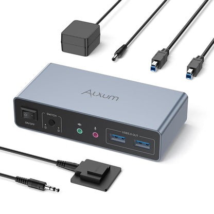 Alxum Displayport HDMI KVM-Switch 4K@60Hz für 2 PCs & 2 Monitore mit USB,